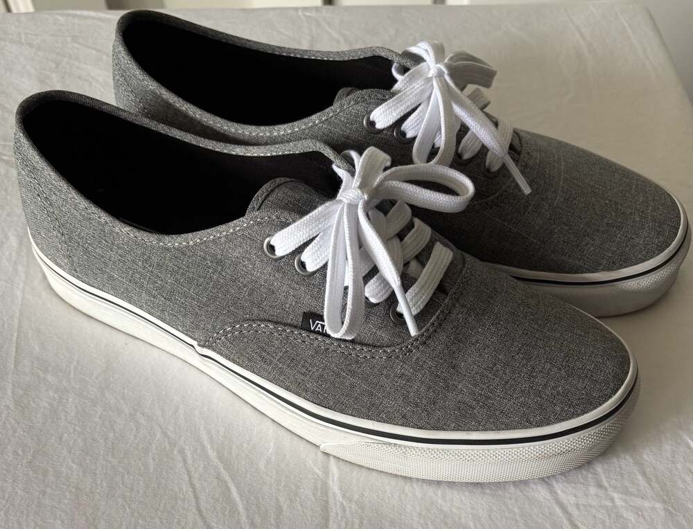 Vans Authentic Grindle Gray Canvas Low Top Lace Up Shoes - Mens 11